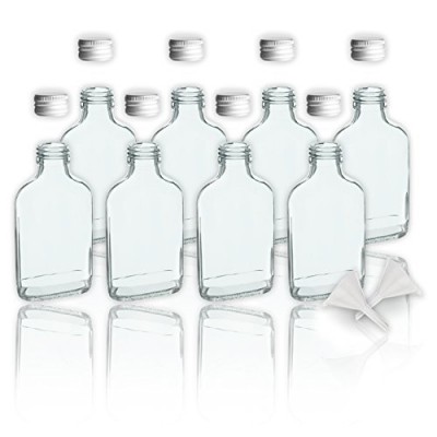 8 bouteilles en verre 100 ml avec bouchon Couvercle + 2 Mini Entonnoir/10 cl Bouteilles en verre vides à remplir vous-même/abfüllen Sample bouteilles pour huiles  Whisky  Whiskey  Rhum etc. - B018G6FTW8